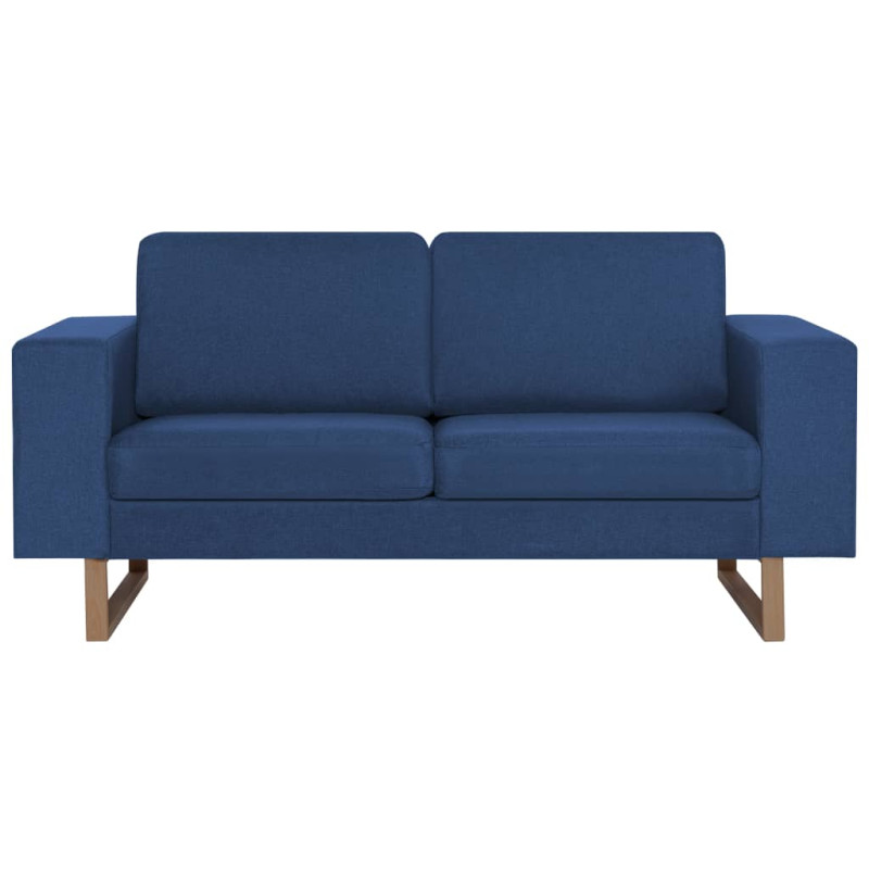 2-osobowa sofa tapicerowana tkaniną, niebieska