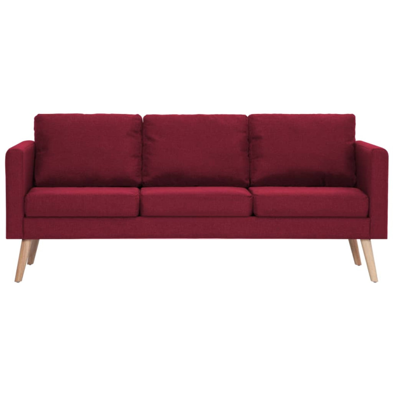 Sofa 3-osobowa, tapicerowana tkaniną, kolor czerwonego wina