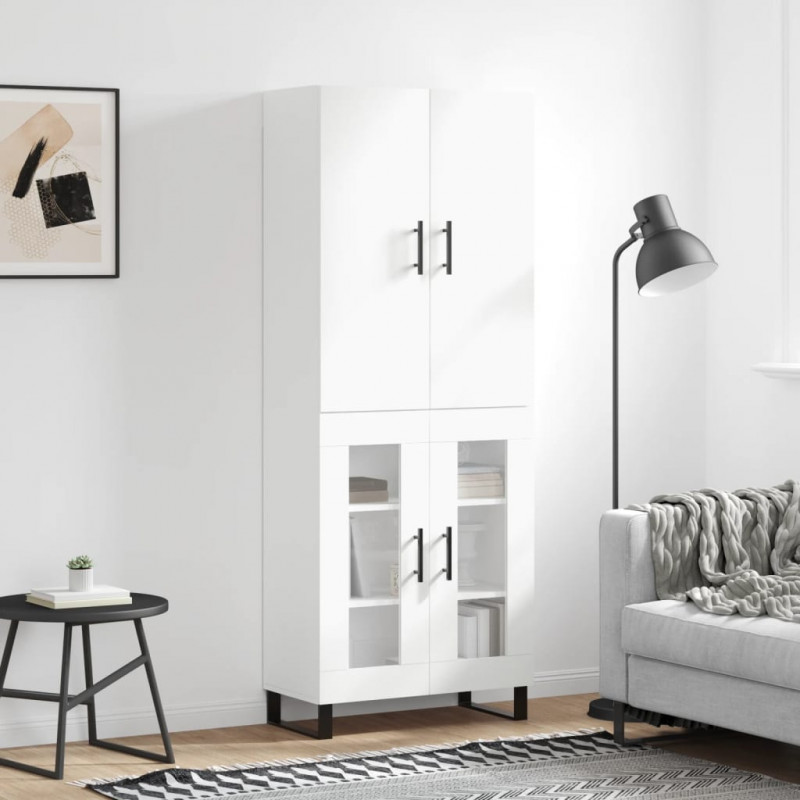 Witrynka biała połysk 69,5x34x180 cm materiał drewnopochodny