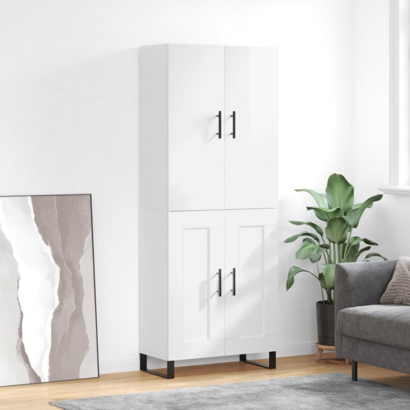 Witrynka biała połysk 69,5x34x180 cm materiał drewnopochodny