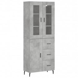 Witrynka, szarość betonu 69,5x34x180 cm materiał drewnopochodny