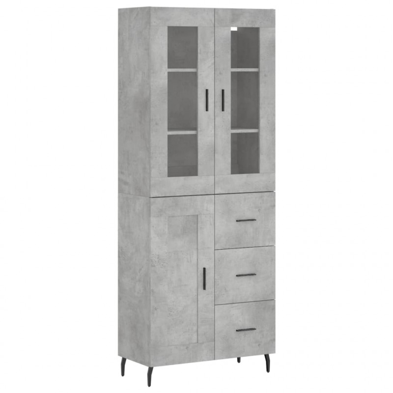 Witrynka, szarość betonu 69,5x34x180 cm materiał drewnopochodny