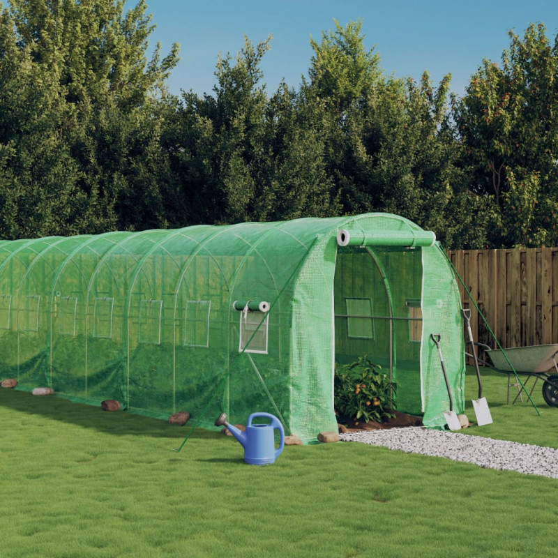Szklarnia ze stalową ramą, zielona, 28 m², 14x2x2 m