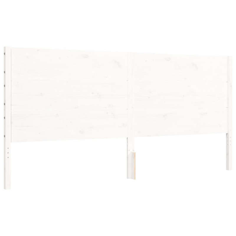Łóżko bez materaca, białe, 200x200 cm, lite drewno sosnowe
