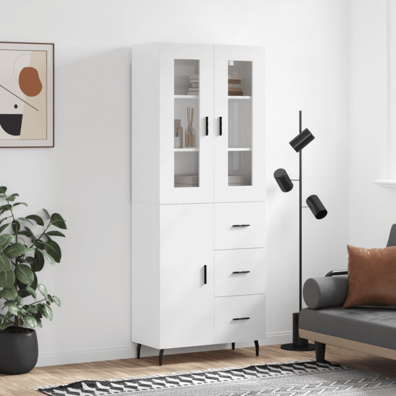 Witrynka biała połysk 69,5x34x180 cm materiał drewnopochodny