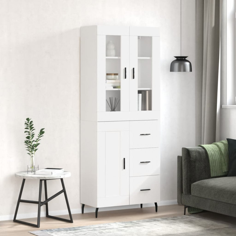 Witrynka biała połysk 69,5x34x180 cm materiał drewnopochodny