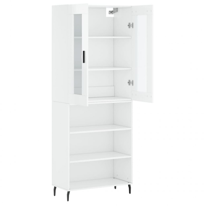 Witrynka biała połysk 69,5x34x180 cm materiał drewnopochodny