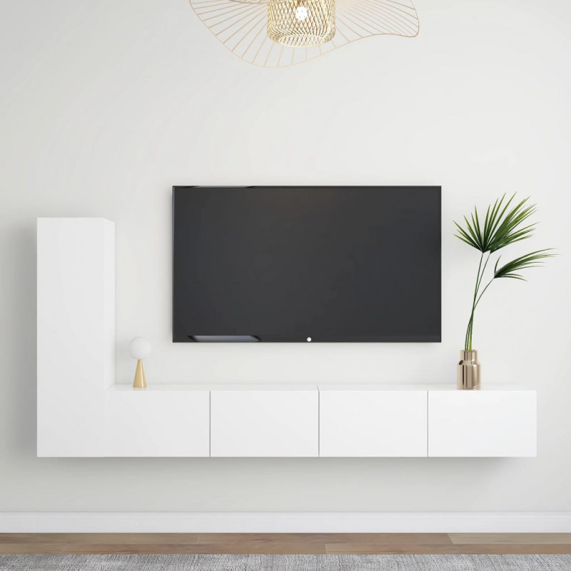 3-cz. zestaw szafek TV, biały, materiał drewnopochodny