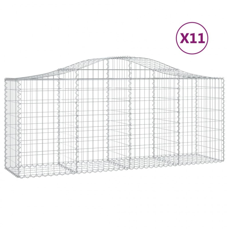 Kosze gabionowe, 11 szt, 200x50x80/100 cm, galwanizowane żelazo