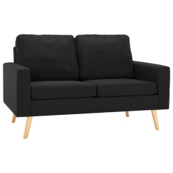 2-osobowa sofa, czarna, tapicerowana tkaniną