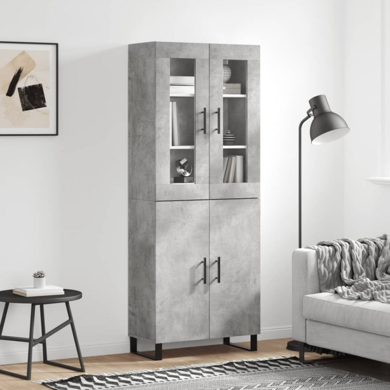 Witrynka, szarość betonu 69,5x34x180 cm materiał drewnopochodny