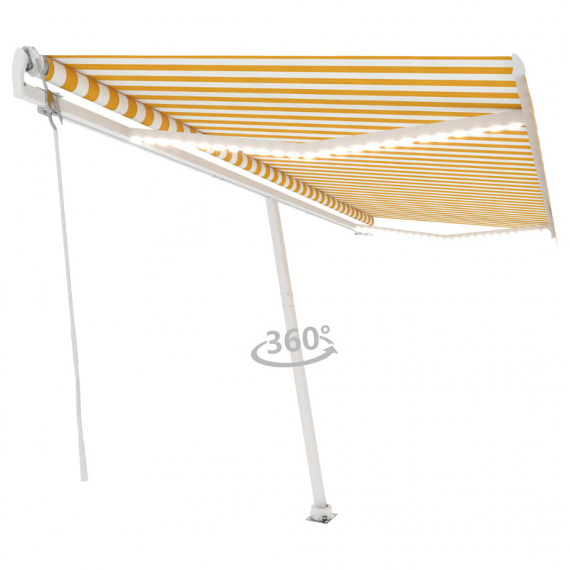 Automatycznie zwijana markiza, LED i czujnik wiatru, 500x350 cm