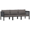 3-osobowa sofa ogrodowa z poduszkami, antracytowa, polirattan