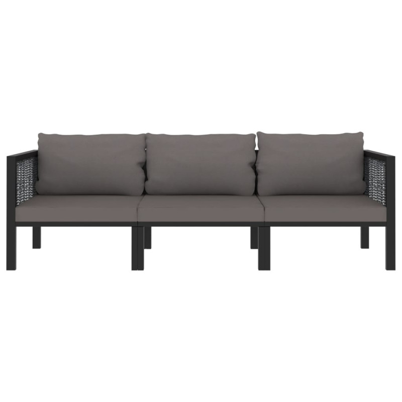 3-osobowa sofa ogrodowa z poduszkami, antracytowa, polirattan