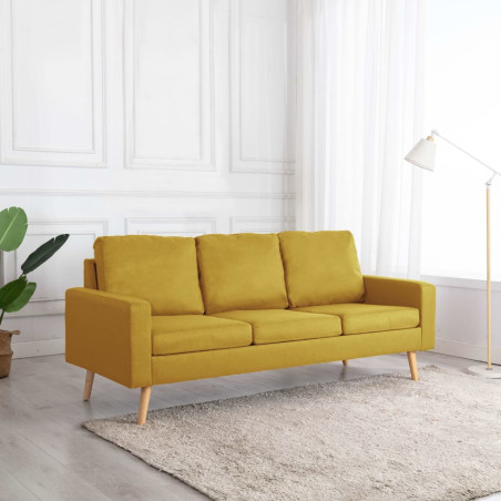 3-osobowa sofa, żółta, tapicerowana tkaniną