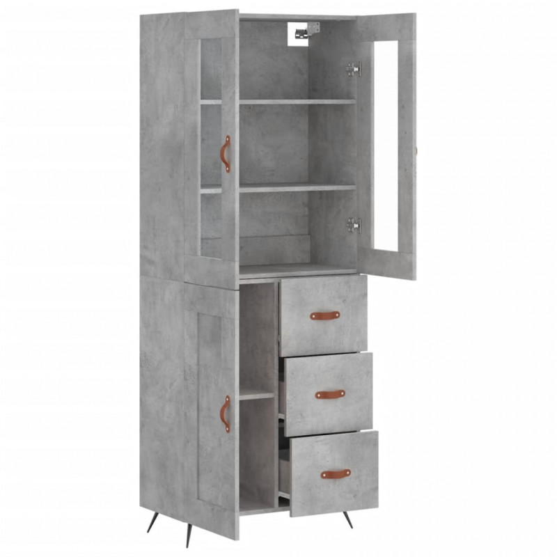 Witrynka, szarość betonu 69,5x34x180 cm materiał drewnopochodny