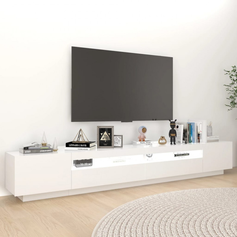 Szafka pod TV z oświetleniem LED, biała, 260x35x40 cm