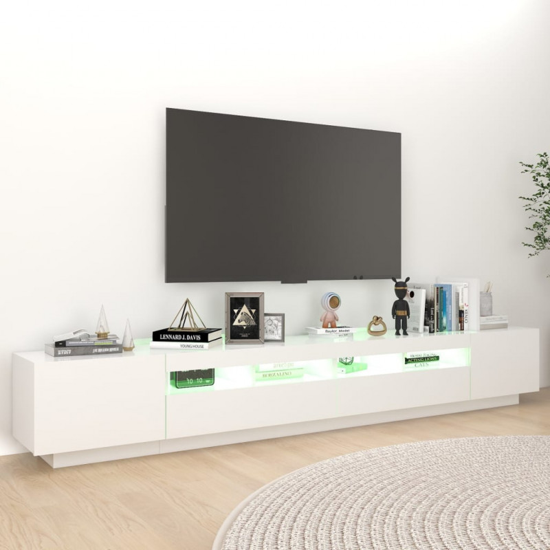 Szafka pod TV z oświetleniem LED, biała, 260x35x40 cm
