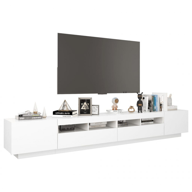 Szafka pod TV z oświetleniem LED, biała, 260x35x40 cm
