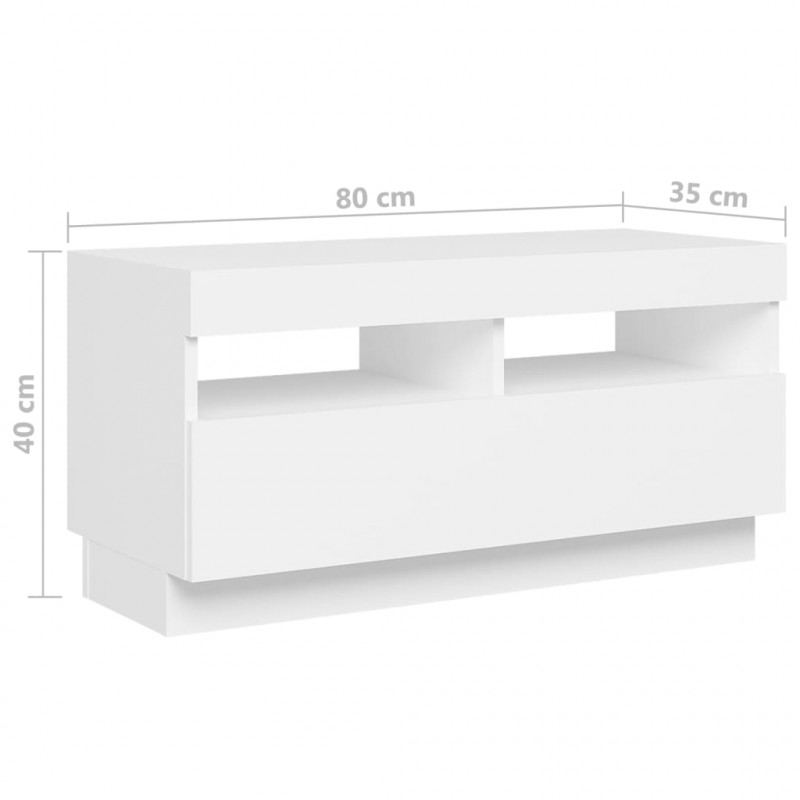 Szafka pod TV z oświetleniem LED, biała, 260x35x40 cm