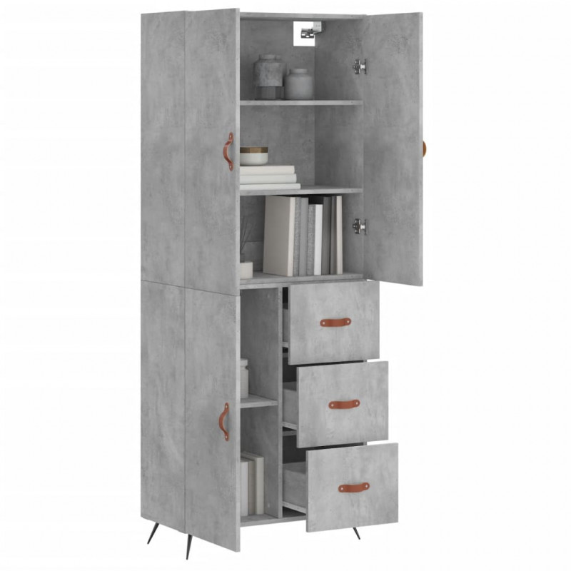 Witrynka, szarość betonu 69,5x34x180 cm materiał drewnopochodny