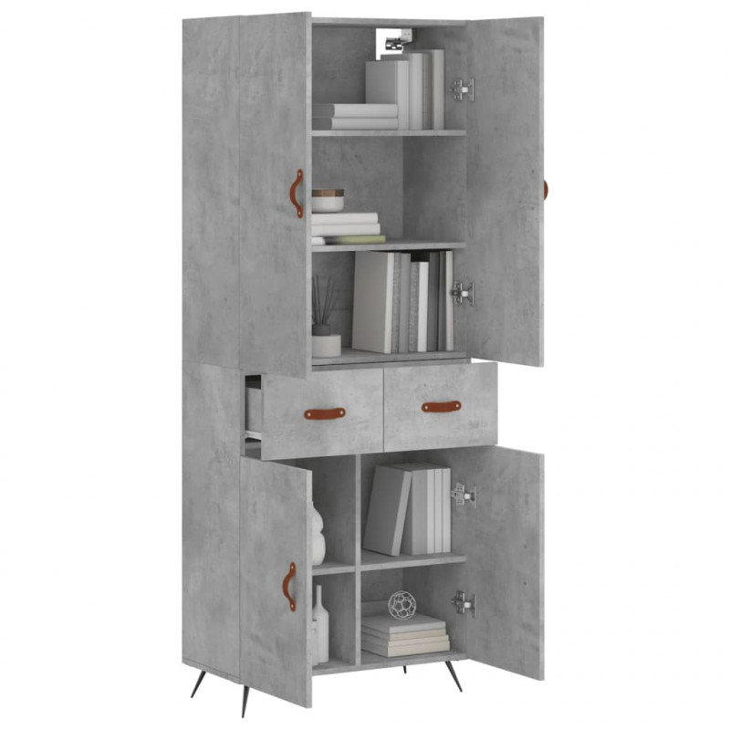 Witrynka, szarość betonu 69,5x34x180 cm materiał drewnopochodny
