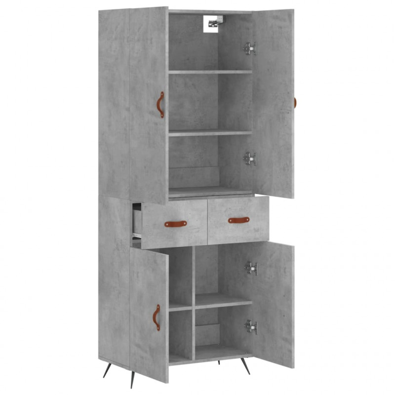 Witrynka, szarość betonu 69,5x34x180 cm materiał drewnopochodny