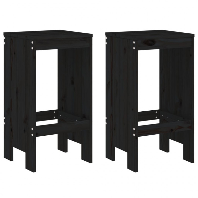 3-cz. zestaw mebli barowych do ogrodu, czarny, drewno sosnowe