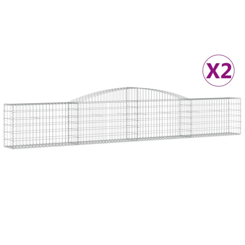 Kosze gabionowe, 2 szt, 400x30x60/80 cm, galwanizowane żelazo