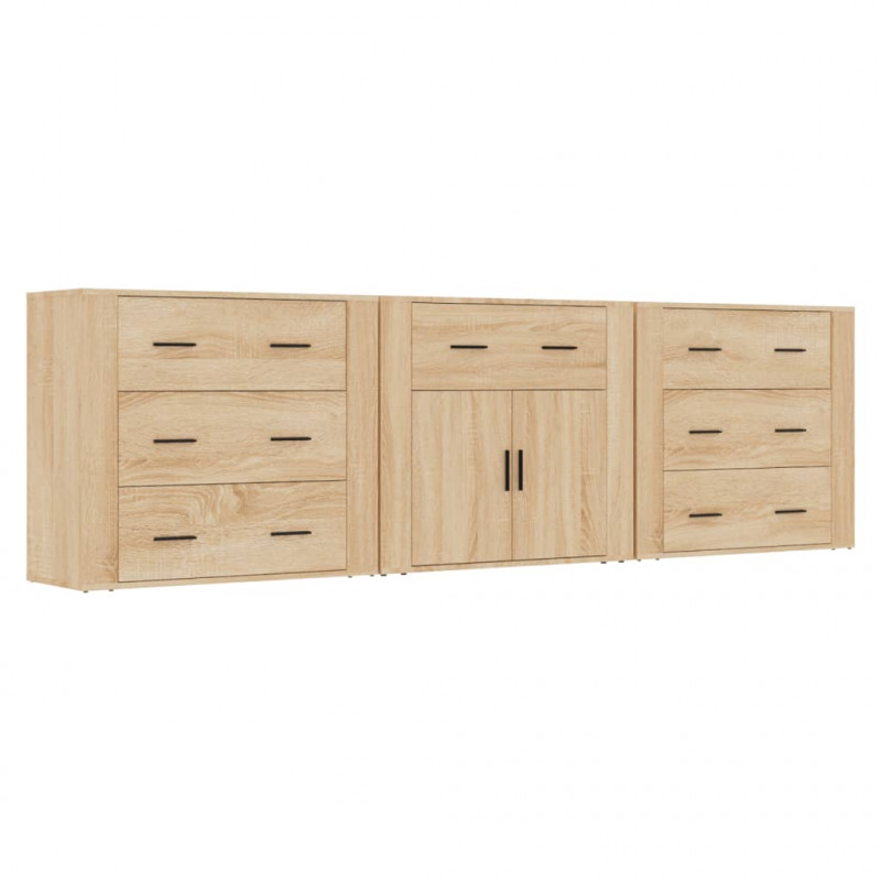 Szafki, 3 szt., dąb sonoma, materiał drewnopochodny