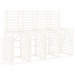 Obudowa na 4 kosze na śmieci, biała, lite drewno sosnowe