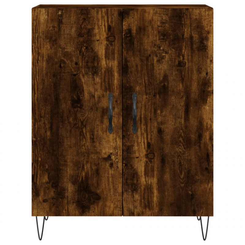 Witrynka przydymiony dąb 69,5x34x180 cm materiał drewnopochodny
