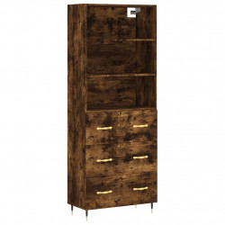 Witrynka przydymiony dąb 69,5x34x180 cm materiał drewnopochodny