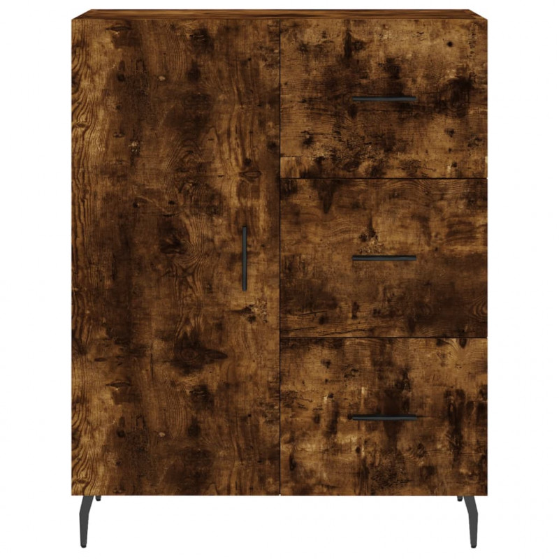 Witrynka przydymiony dąb 69,5x34x180 cm materiał drewnopochodny