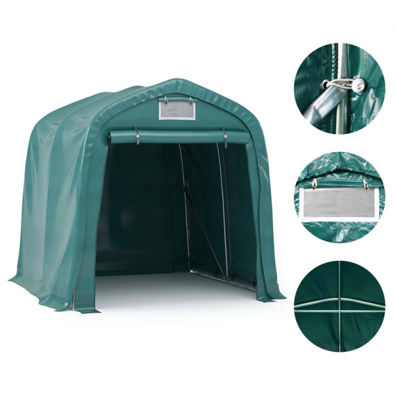 Namiot garażowy z PVC, 2,4 x 2,4 m, zielony
