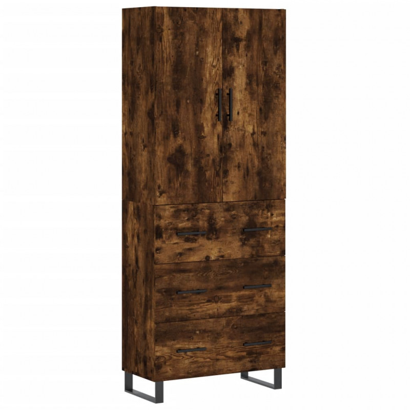 Witrynka przydymiony dąb 69,5x34x180 cm materiał drewnopochodny