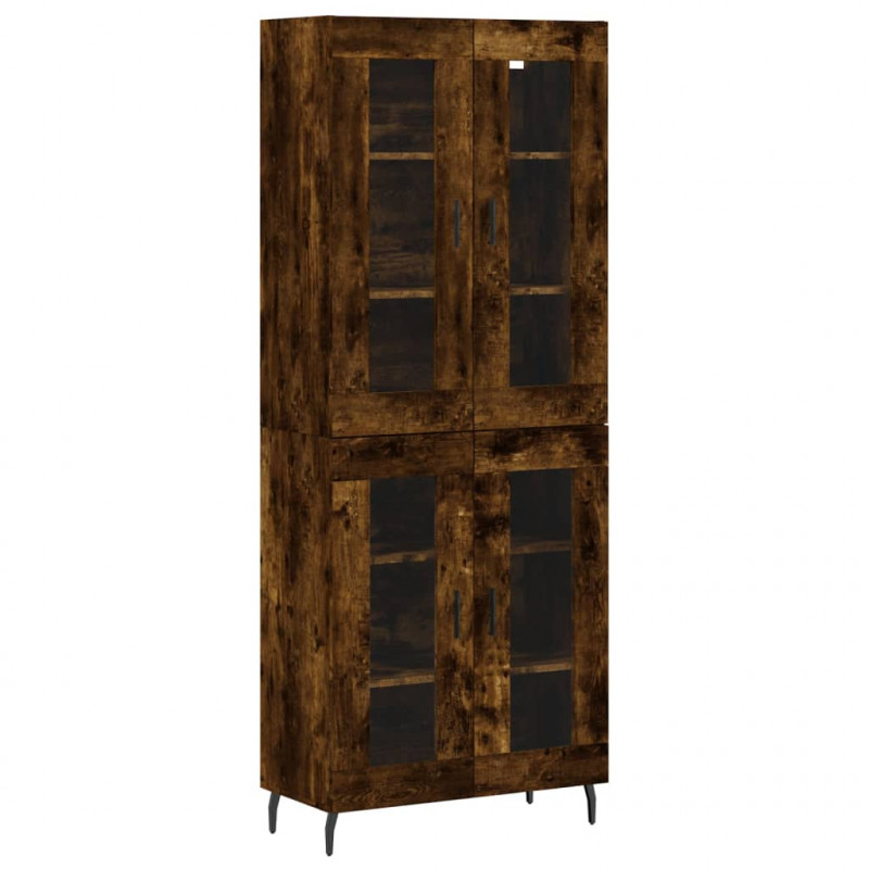 Witrynka przydymiony dąb 69,5x34x180 cm materiał drewnopochodny