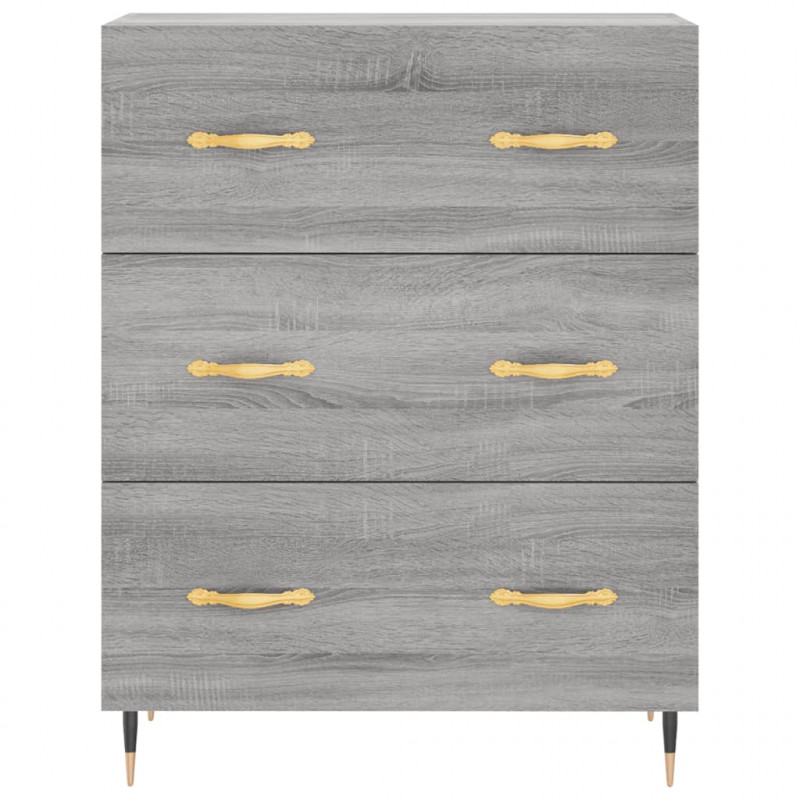 Witrynka szary dąb sonoma 69,5x34x180cm materiał drewnopochodny