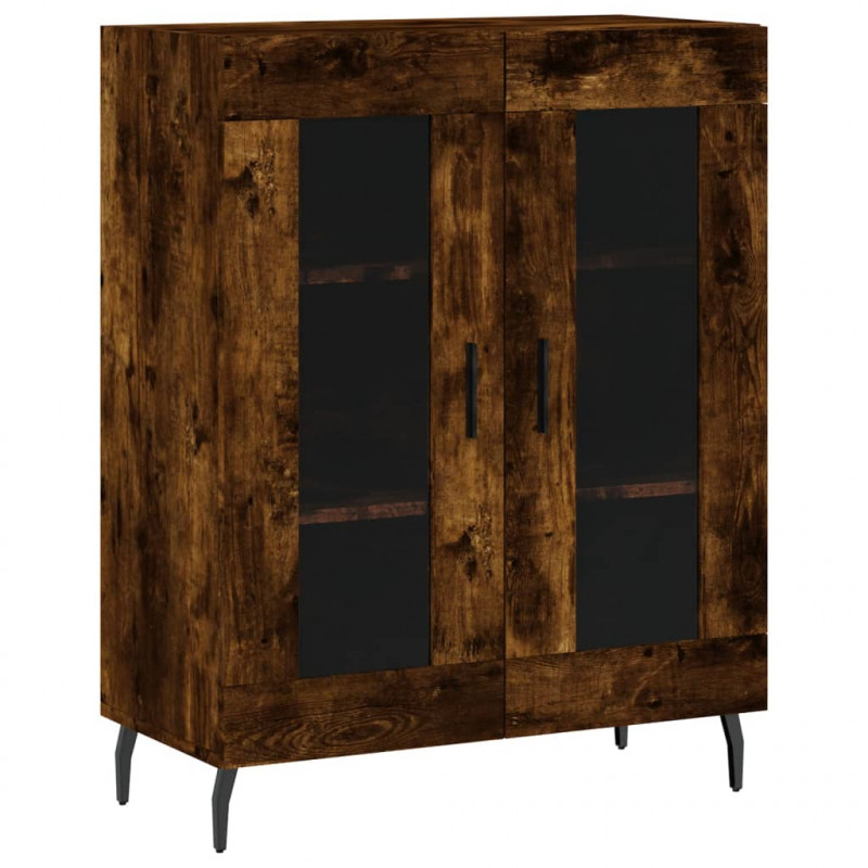 Witrynka przydymiony dąb 69,5x34x180 cm materiał drewnopochodny