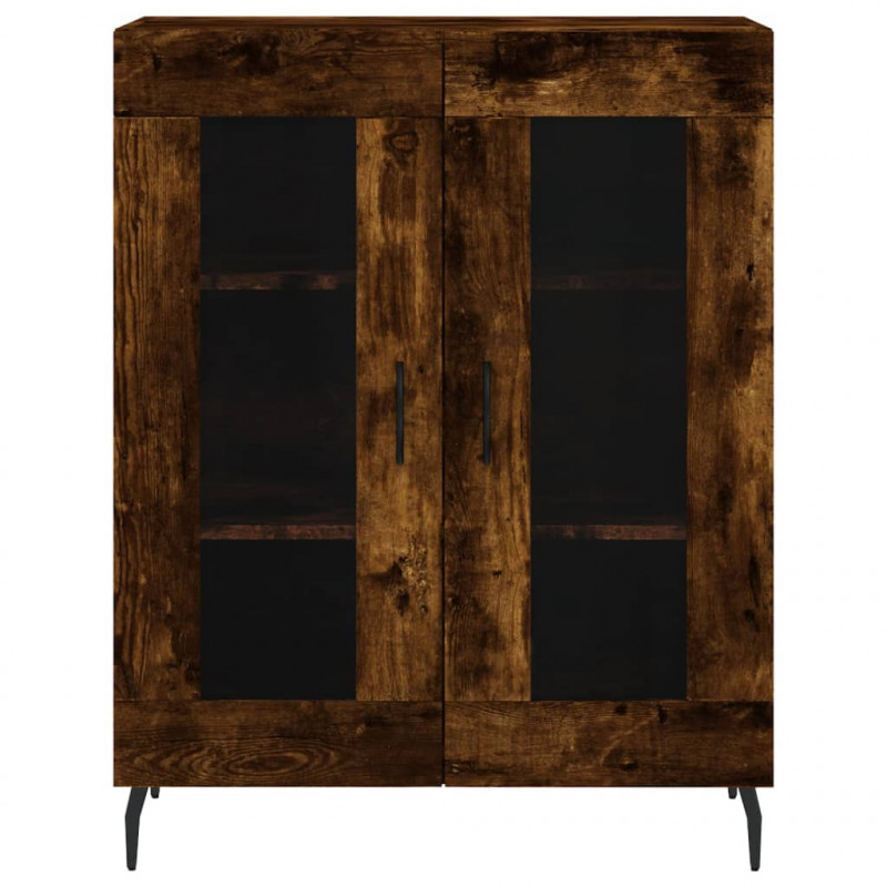 Witrynka przydymiony dąb 69,5x34x180 cm materiał drewnopochodny