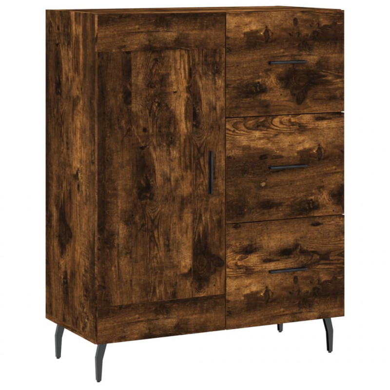 Witrynka przydymiony dąb 69,5x34x180 cm materiał drewnopochodny