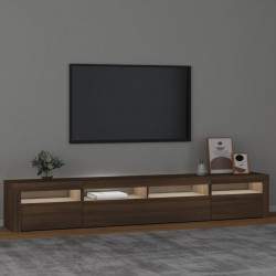 Szafka pod TV z oświetleniem LED, brązowy dąb, 240x35x40 cm