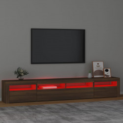 Szafka pod TV z oświetleniem LED, brązowy dąb, 240x35x40 cm