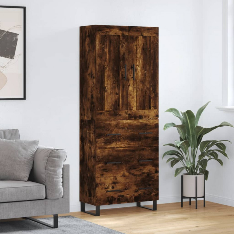 Witrynka przydymiony dąb 69,5x34x180 cm materiał drewnopochodny