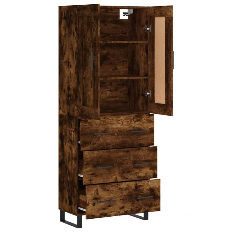 Witrynka przydymiony dąb 69,5x34x180 cm materiał drewnopochodny