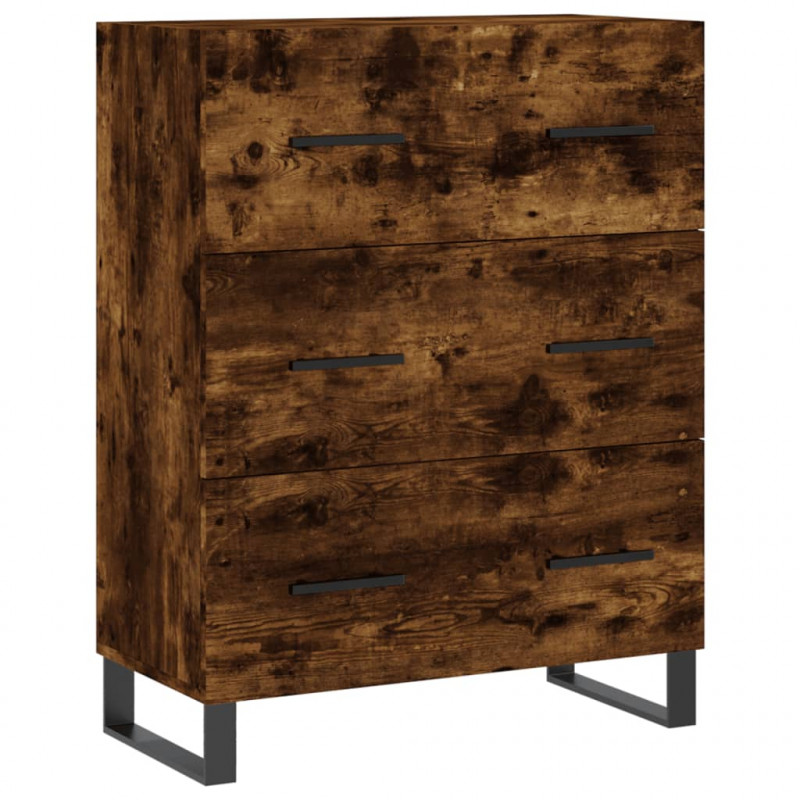 Witrynka przydymiony dąb 69,5x34x180 cm materiał drewnopochodny