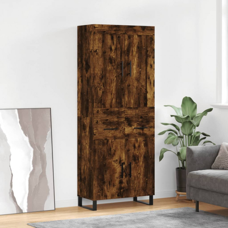 Witrynka przydymiony dąb 69,5x34x180 cm materiał drewnopochodny