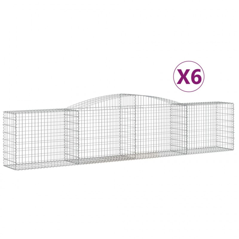 Kosze gabionowe, 6 szt, 400x50x80/100 cm, galwanizowane żelazo