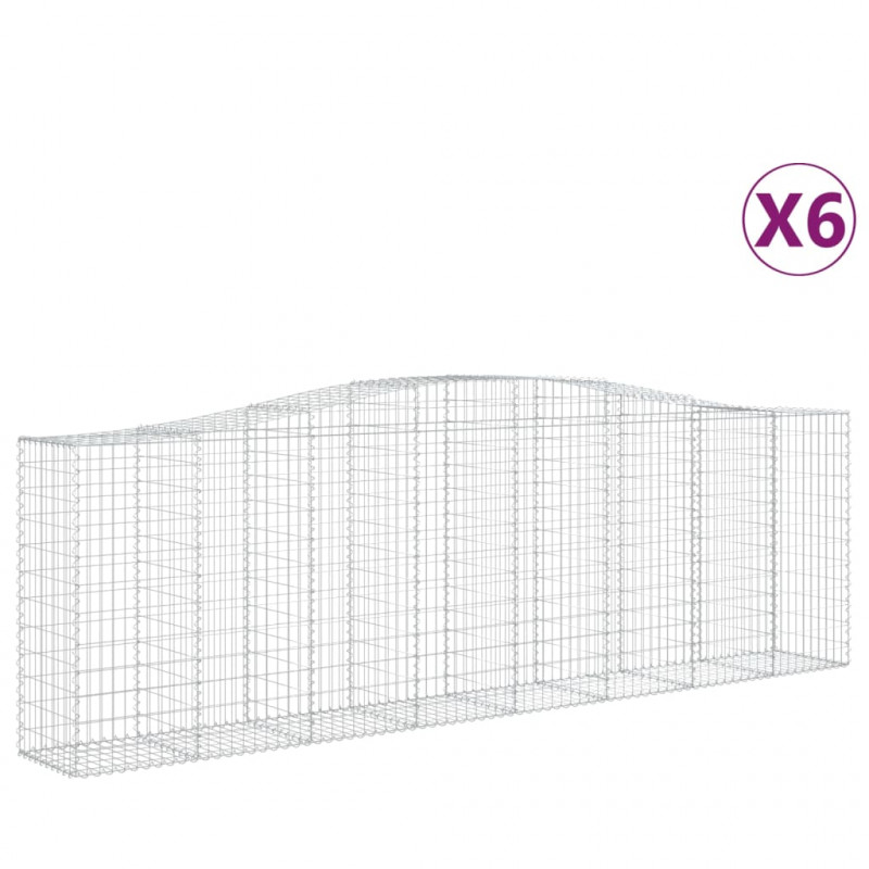 Kosze gabionowe, 6 szt, 400x50x120/140 cm, galwanizowane żelazo