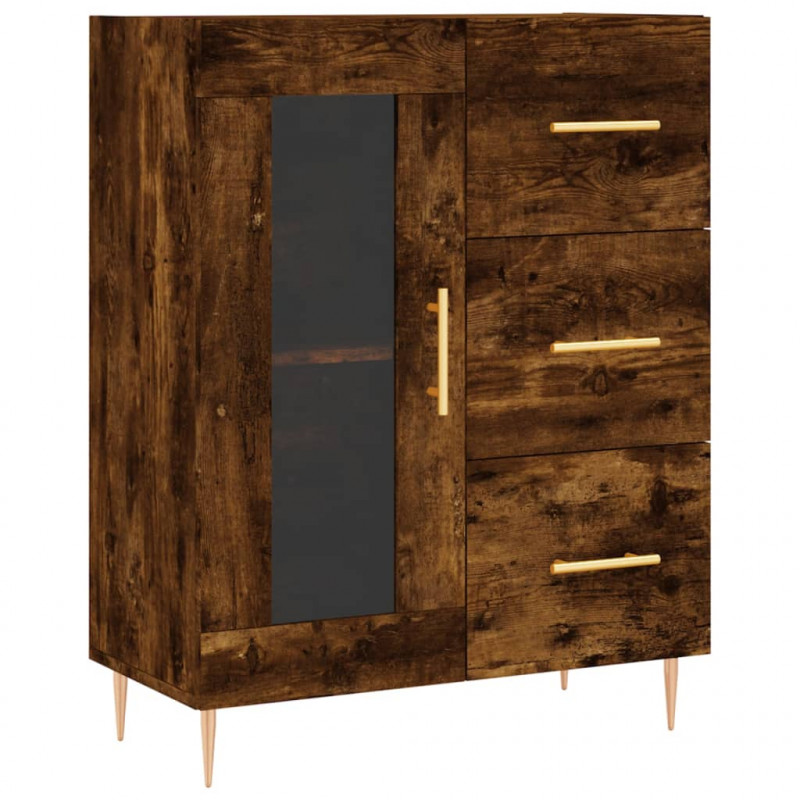 Witrynka przydymiony dąb 69,5x34x180 cm materiał drewnopochodny